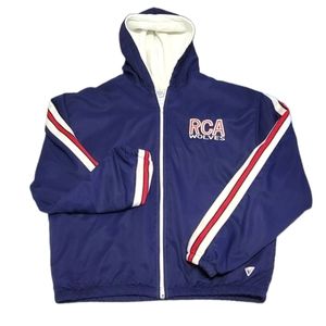 Varsity Navy Blue RCA Wolves Full Zip Hoodie Jacket‎ Size XL